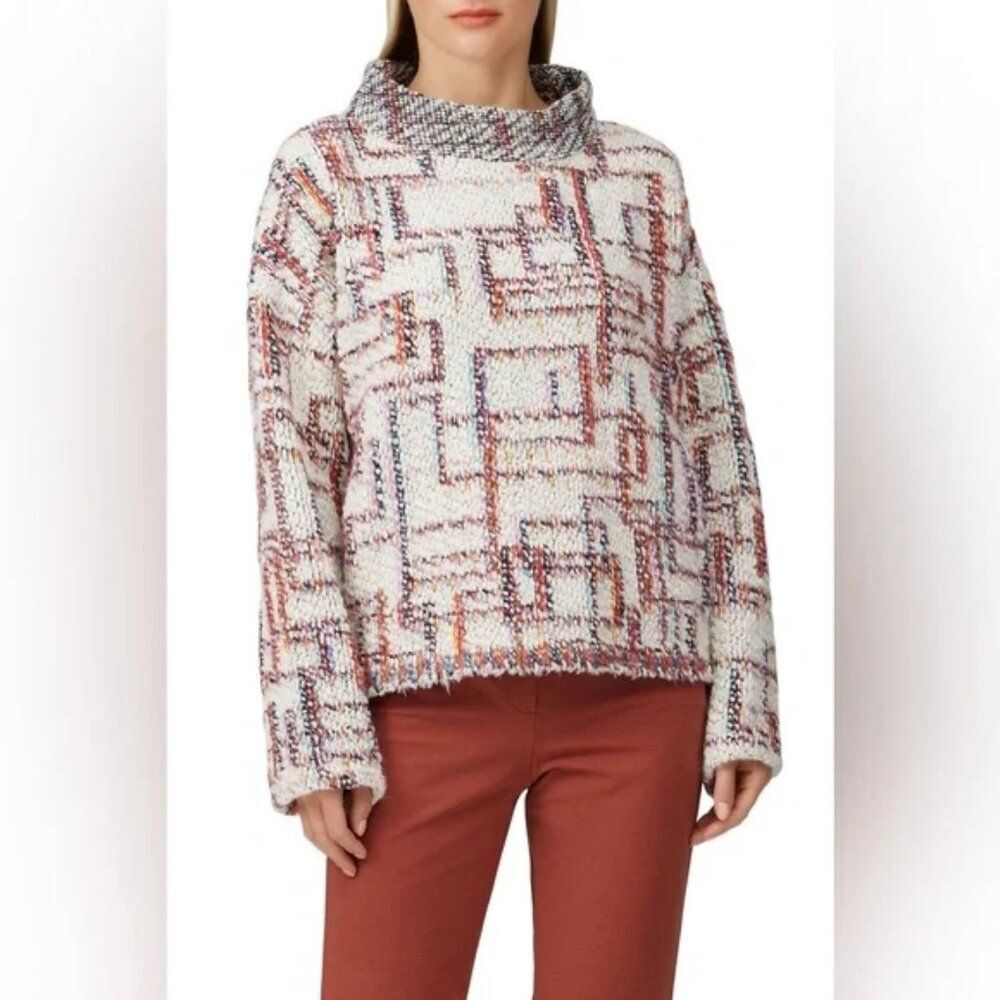 Hunter Bell New York Rory luxe Sweater Neutral Abstract Bouclé boatneck Small